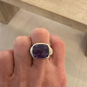 David Yurman Amethyst Silver and Gold Ring